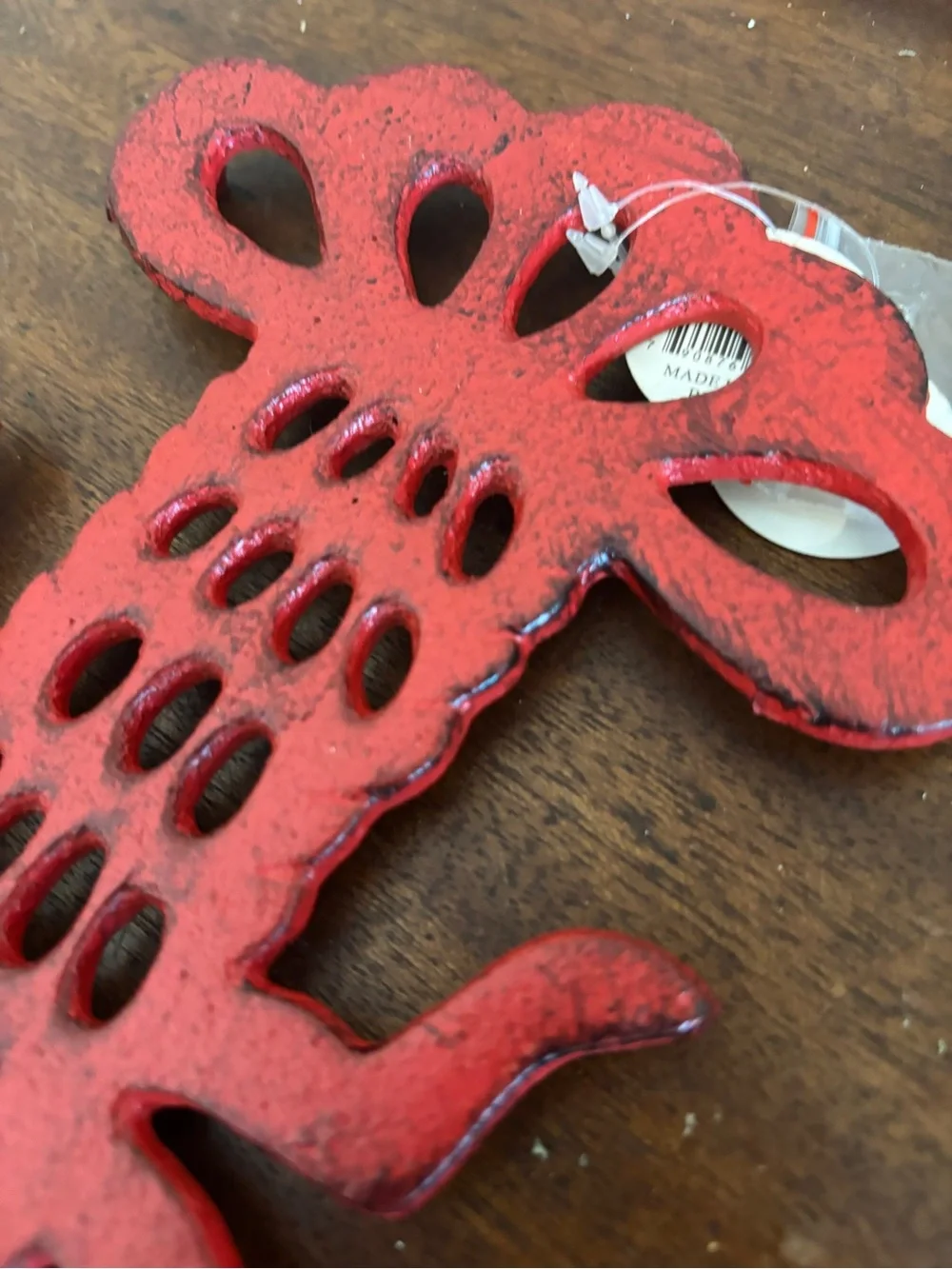 Distressed Red Cast Iron Lobster Trivet NWT Chesapeake Bay LMT. 12”